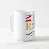 Moderne Farben fröhlich und hell | Happy Holidays Kaffeetasse (Vorderseite Links)