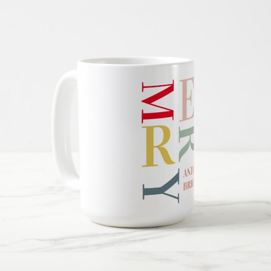 Moderne Farben fröhlich und hell | Happy Holidays Kaffeetasse (Vorderseite Links)