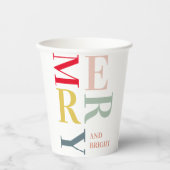 Moderne Farben fröhlich und hell | Happy Holidays Pappbecher (Vorderseite)