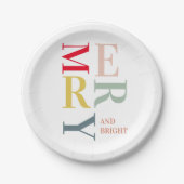 Moderne Farben fröhlich und hell | Happy Holidays Pappteller (Vorderseite)