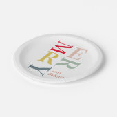 Moderne Farben fröhlich und hell | Happy Holidays Pappteller (Schrägansicht)