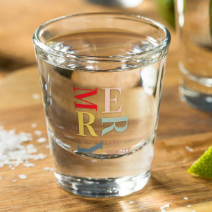 Moderne Farben fröhlich und hell   Happy Holidays Schnapsglas