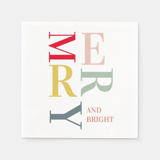 Moderne Farben fröhlich und hell | Happy Holidays Serviette (Vorderseite)