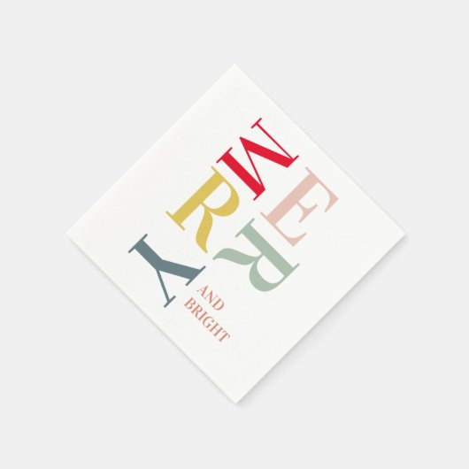 Moderne Farben fröhlich und hell | Happy Holidays Serviette (Ecke)