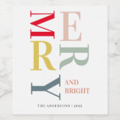 Moderne Farben fröhlich und hell | Happy Holidays Weinetikett (Einzelnes Label)