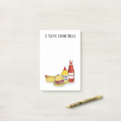 Moderne Farben für Hamburger Hotdog Trendy Chic Post-it Klebezettel (Auf Schreibtisch)