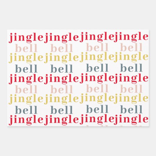 Moderne Farben Jingle Bell Jingle Bell Geschenkpapier Set (Vorderseite)