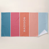 Moderne Farben Personalisiert Name Chic Strandtuch (Vorderseite)
