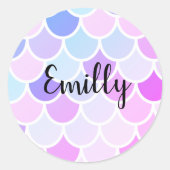 Moderne Farben, schöne Meerjungfrau, nahtloses Mus Runder Aufkleber (Vorderseite)