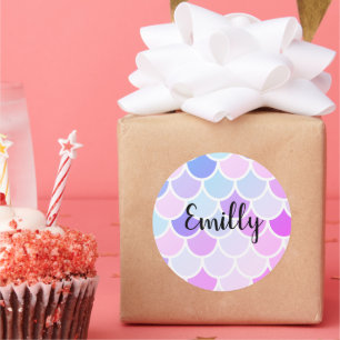 Moderne Farben, schöne Meerjungfrau, nahtloses Mus Runder Aufkleber