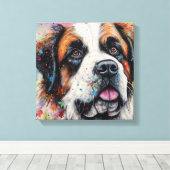 Moderne Farben St. Bernard Dog Kunst Leinwanddruck (Insitu (Holzboden))
