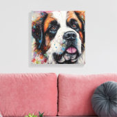 Moderne Farben St. Bernard Dog Kunst Leinwanddruck (Insitu (Wohnzimmer))