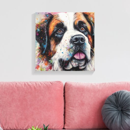 Moderne Farben St. Bernard Dog Kunst Leinwanddruck (Insitu (Wohnzimmer))