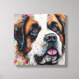 Moderne Farben St. Bernard Dog Kunst Leinwanddruck