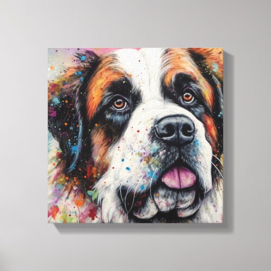 Moderne Farben St. Bernard Dog Kunst Leinwanddruck (Vorderseite)