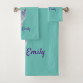 Moderne Farben Türkis und Rosa Federn Badhandtuch Set (Insitu)