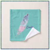 Moderne Farben Türkis und Rosa Federn Badhandtuch Set