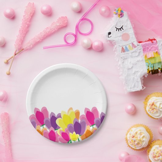 Moderne Farben und Blumen Pappteller (Party)