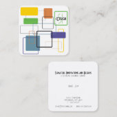 Moderne Farbenexplosion des Mitteljahrhunderts Quadratische Visitenkarte (Vorne/Hinten)