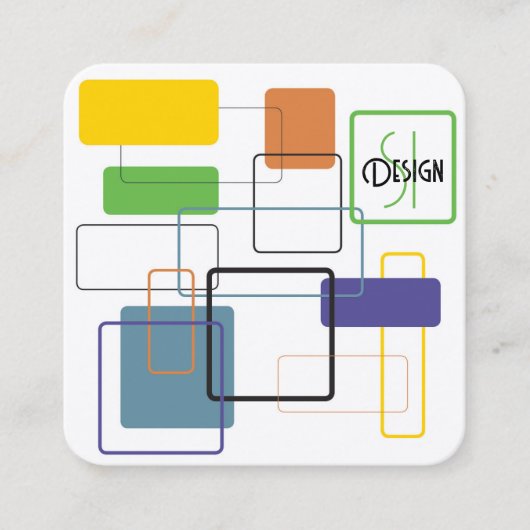 Moderne Farbenexplosion des Mitteljahrhunderts Quadratische Visitenkarte (Vorderseite)