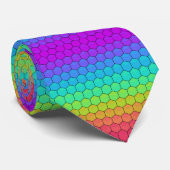 Moderne, farbenfrohe 3D-Kuben und Hexagons-Muster Krawatte (Gerollt)