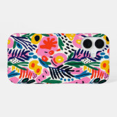 Moderne farbenfrohe abstrakte Blumengestaltung iPhone 16 Hülle (Rückseite (Horizontal))