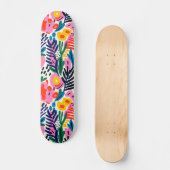 Moderne farbenfrohe abstrakte Blumengestaltung Skateboard (Vorderseite)