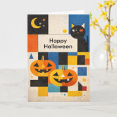 Moderne farbenfrohe abstrakte Halloween Karte (Gelbe Blume)