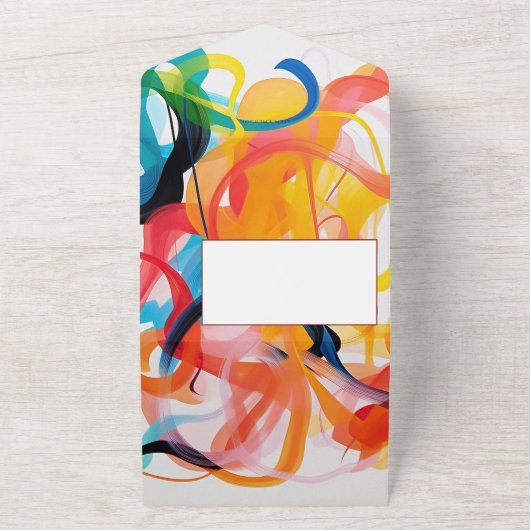 Moderne, farbenfrohe abstrakte Hochzeitsgestaltung All In One Einladung (Außenbereich)