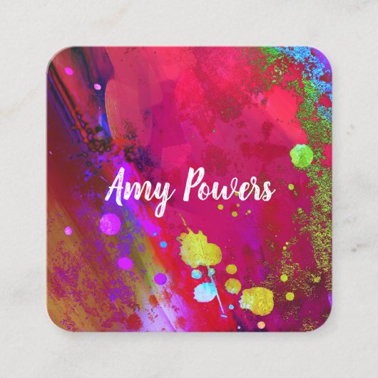 moderne, farbenfrohe abstrakte Kunst doppelseitig Quadratische Visitenkarte (Vorderseite)