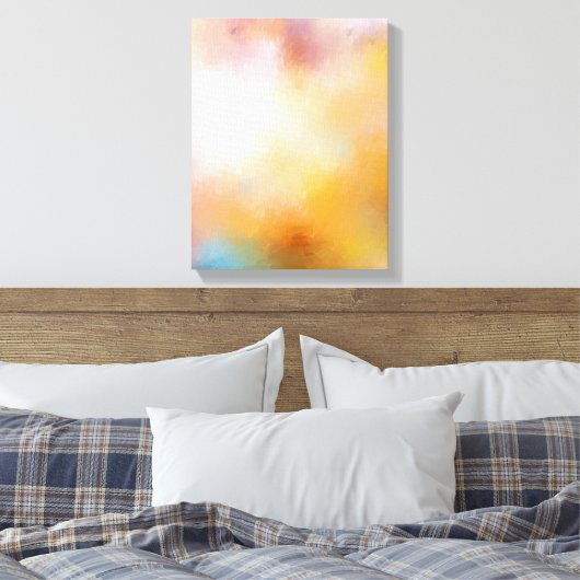 Moderne, farbenfrohe Abstrakte Kunst Rotes Gelb Leinwanddruck (Insitu (Schlafzimmer))