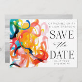 Moderne, farbenfrohe abstrakte Kunst Save the Date (Vorne/Hinten)