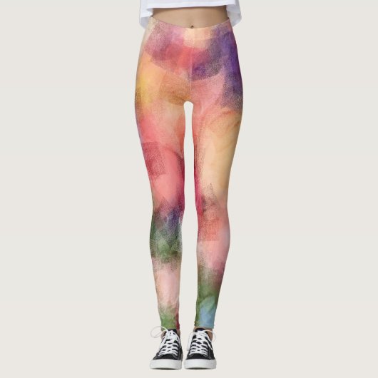 Moderne Farbenfrohe Abstrakte Kunstvorlage Leggings (Vorderseite)
