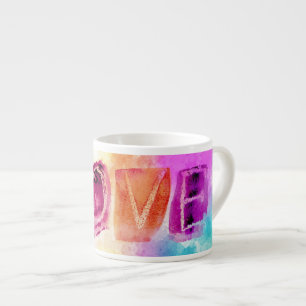 Moderne farbenfrohe abstrakte Liebe in Aquarell Espressotasse