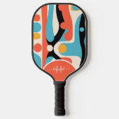 Moderne farbenfrohe abstrakte Muster mit Monogramm Pickleball Schläger (Vorderseite)