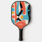 Moderne farbenfrohe abstrakte Muster mit Monogramm Pickleball Schläger (Rückseite)