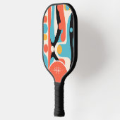 Moderne farbenfrohe abstrakte Muster mit Monogramm Pickleball Schläger (Links)