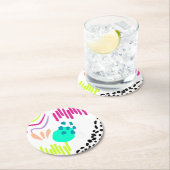 Moderne, farbenfrohe Abstrakte Muster. Runder Pappuntersetzer (Vor Ort)