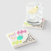 Moderne, farbenfrohe Abstrakte Muster. Steinuntersetzer (Seitenansicht)