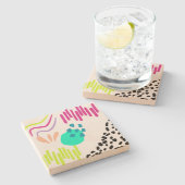 Moderne, farbenfrohe Abstrakte Muster. Steinuntersetzer (Seitenansicht)