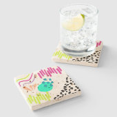 Moderne, farbenfrohe Abstrakte Muster. Steinuntersetzer (Seitenansicht)