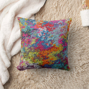 Moderne farbenfrohe abstrakte rosa orange blaue Mu Kissen