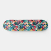 Moderne farbenfrohe abstrakte Wasserfarben-Muster Skateboard (Horizontal)