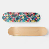 Moderne farbenfrohe abstrakte Wasserfarben-Muster Skateboard (Horizontal)