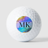 Moderne farbenfrohe Anfangsmonogramm Golfball (Vorderseite)
