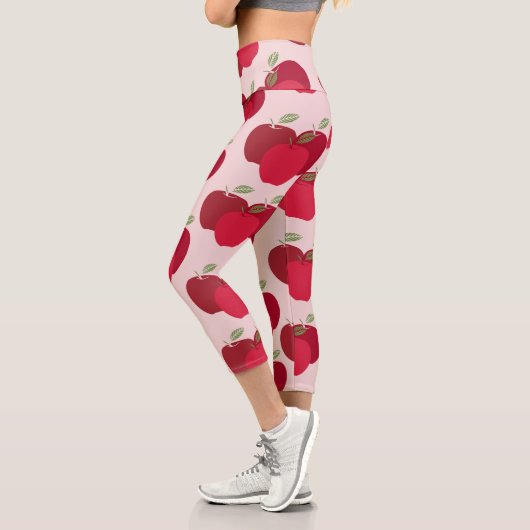 Moderne, farbenfrohe Apple Muster Capri Leggings D (Links)