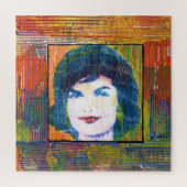 Moderne farbenfrohe Aquarelltasche Jackie Kennedy Puzzle (Vertikal)