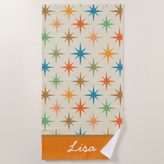 Moderne, farbenfrohe atomare Sternexplosion Name Strandtuch (Vorderseite)