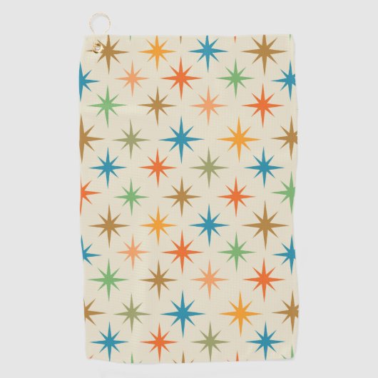 Moderne, farbenfrohe Atombombe-Sternexplosion Mitt Golfhandtuch (Vorderseite)