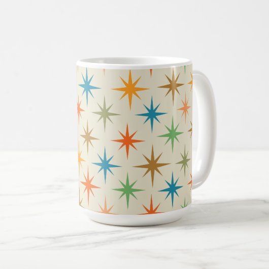 Moderne, farbenfrohe Atombombe-Sternexplosion Mitt Kaffeetasse (VorderseiteRechts)